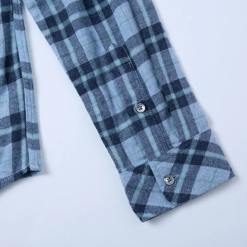 Rails Lennox Plaid Flannel Button Down Shirt Algae Melange Blue Medium NWT